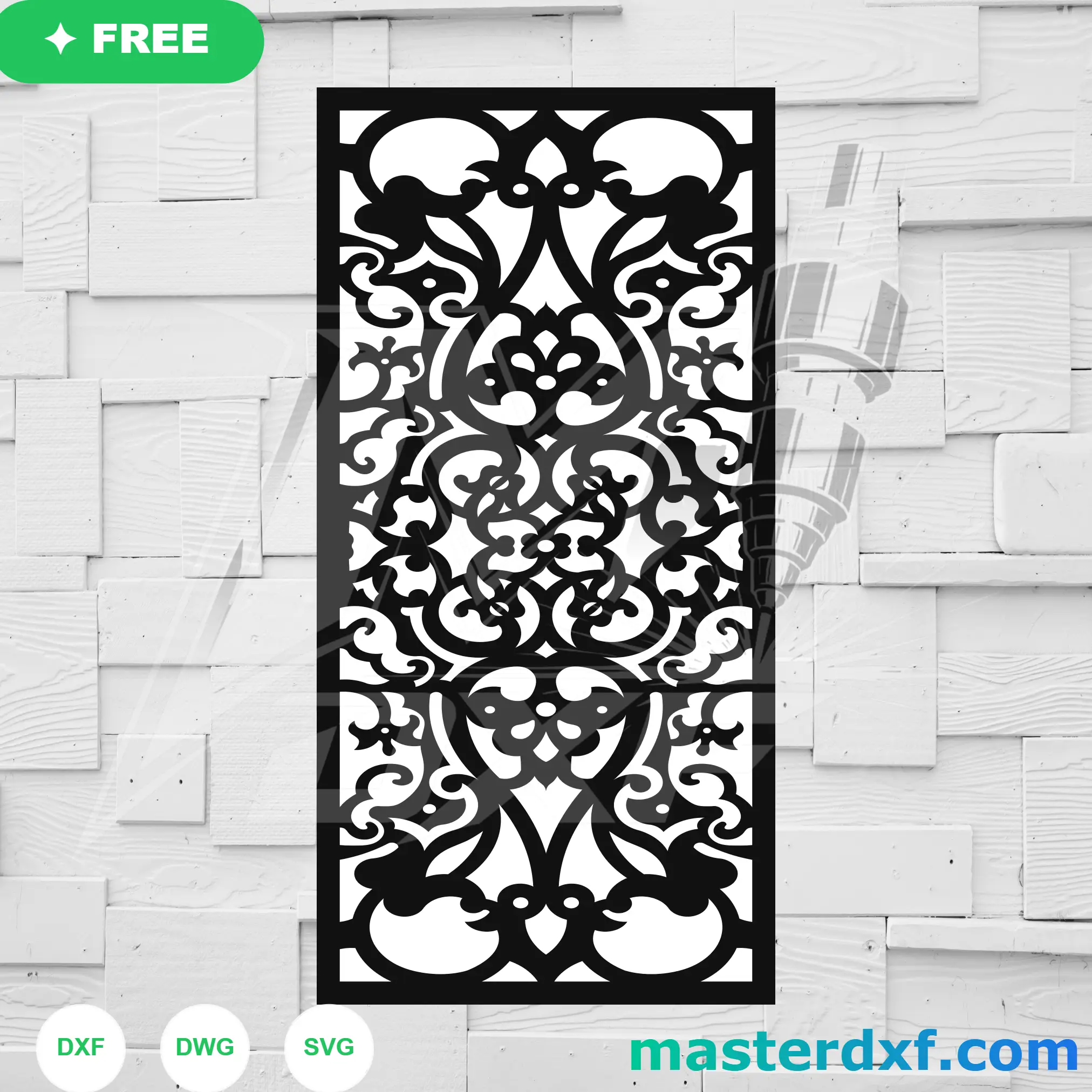 Ornate Baroque Damask Open Mesh Architectural Panel DXF File